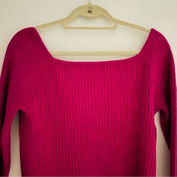 *DONATED* WF NWT Plum Purple Ribbed Sweetheart Neck Long Sleeve Sweater Top - Picture 8 of 14